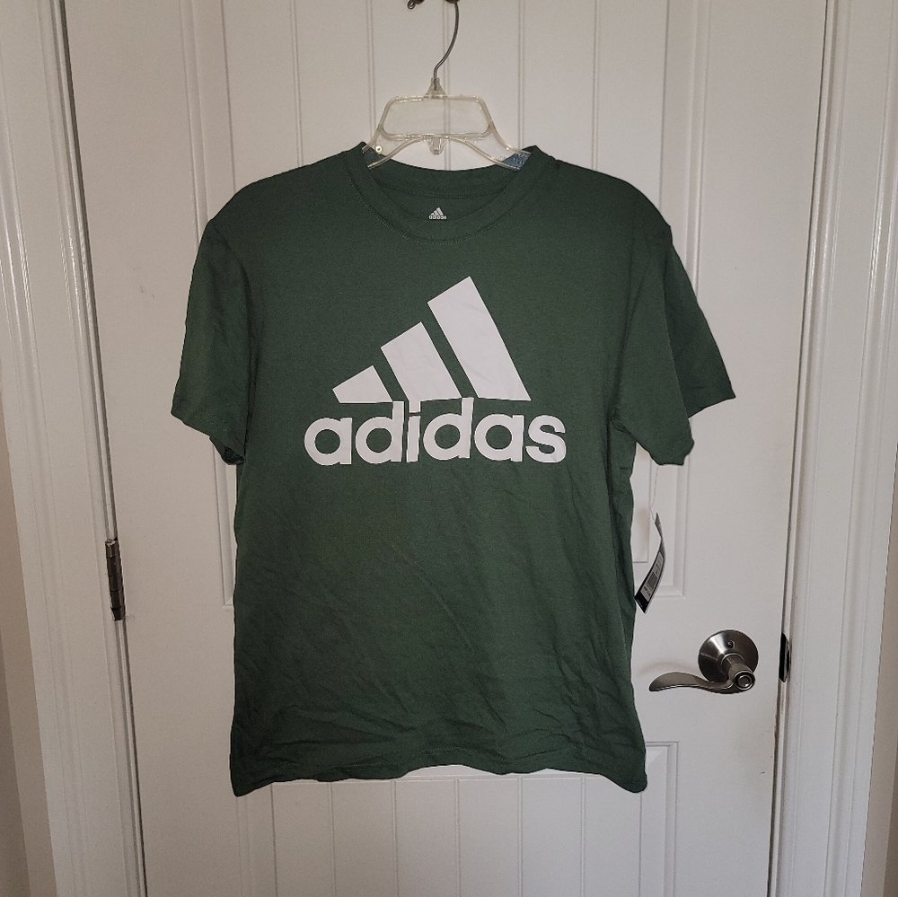 NWT Adidas Short Sleeve Mens Logo Olive Green Medium